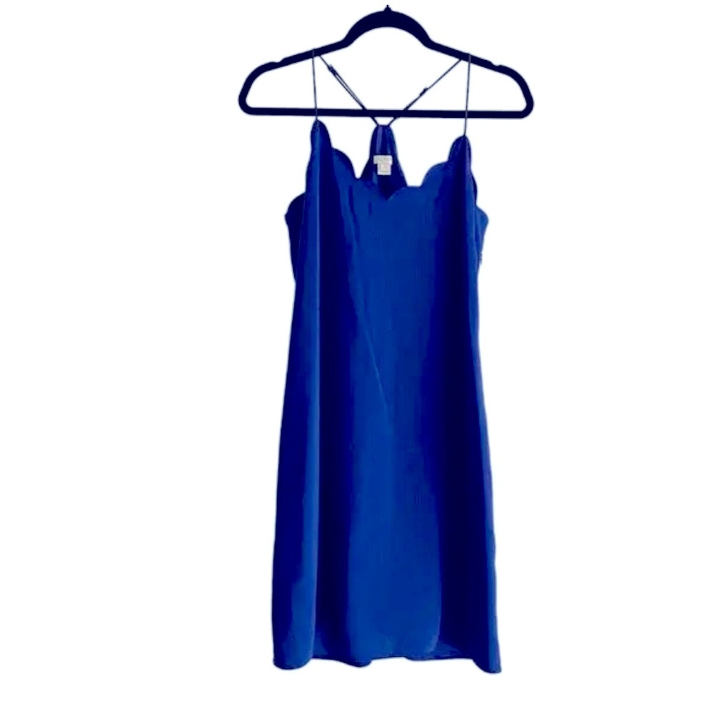 J. Crew Factory Royal Blue Scalloped Slip Dress